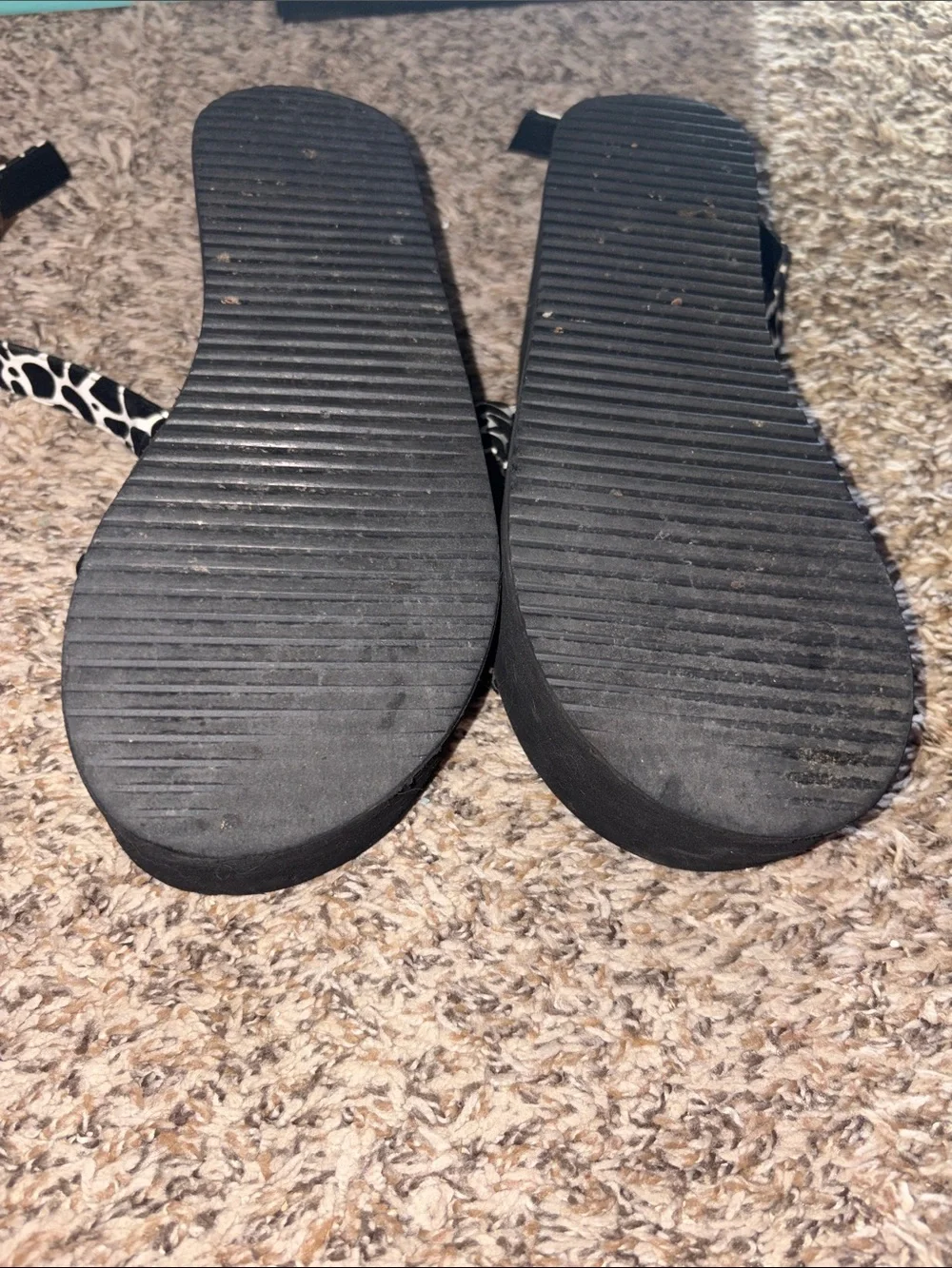 Platform Slide Sandals - Black & White Giraffe PrintY2K size 8